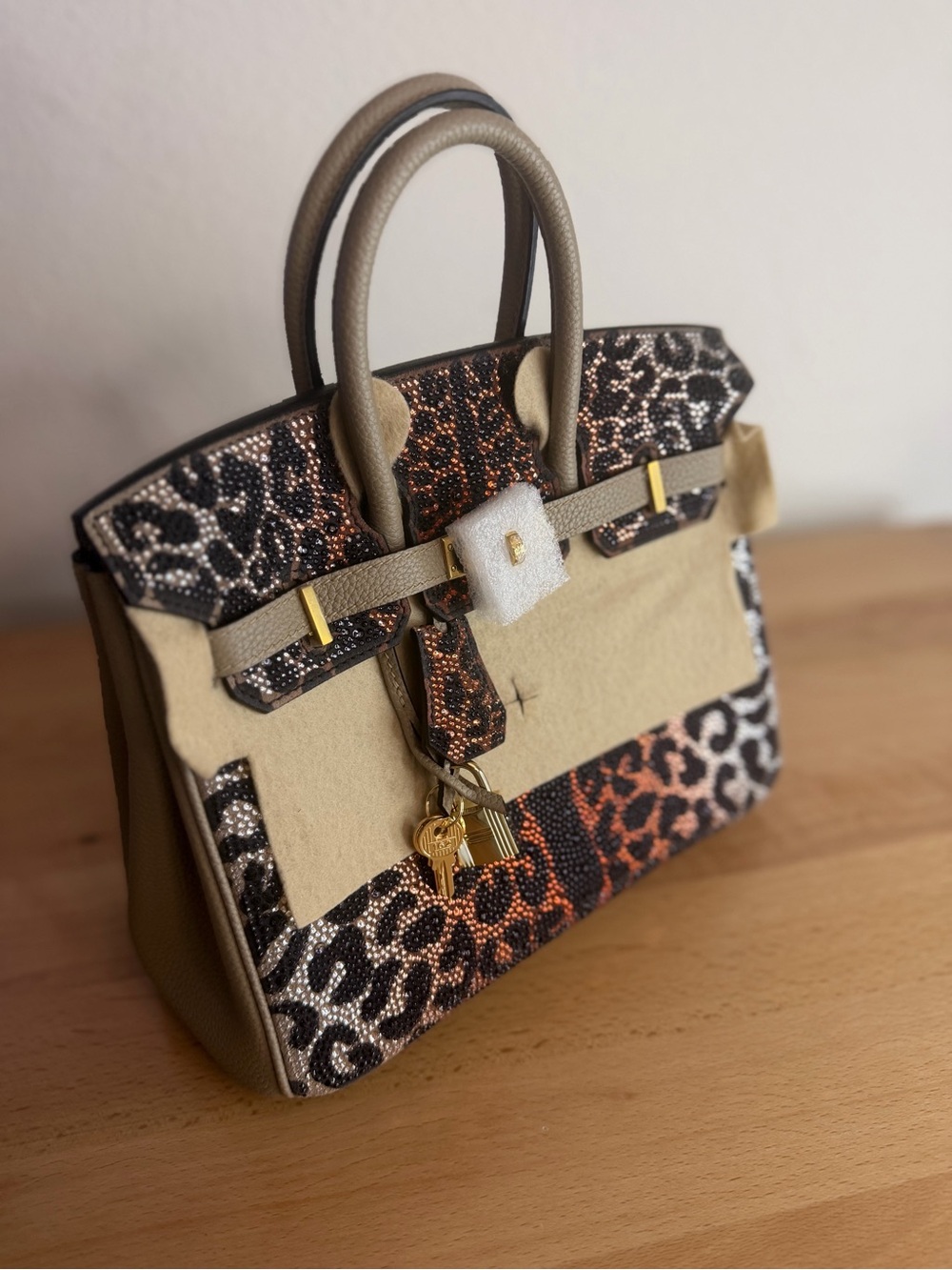 Beige Leopard Print Crystal bling H Birkin25 Swarovski Gris Asphalte togo etoupe
